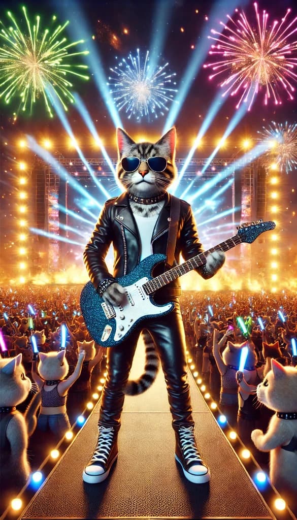 Rock Star Whiskers: How AI Brought This Cat’s Stage Dreams to Life #digenai #FreeAIVideoGenerator