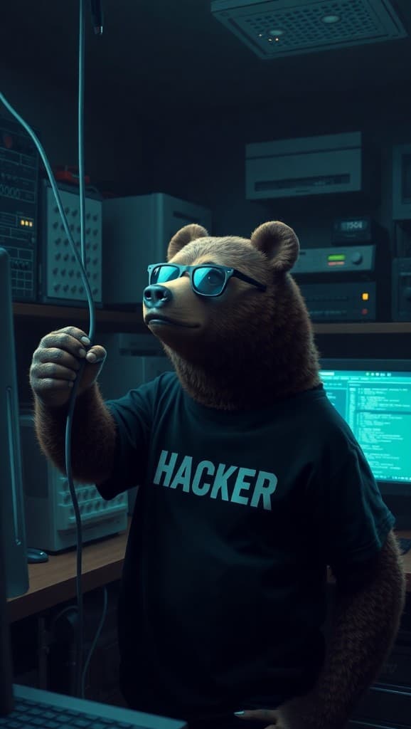 The Curious Hacker Bear: How AI Video Magic Turned a Retro Tech Dream into Reality #digenai #FreeAIVideoGenerator