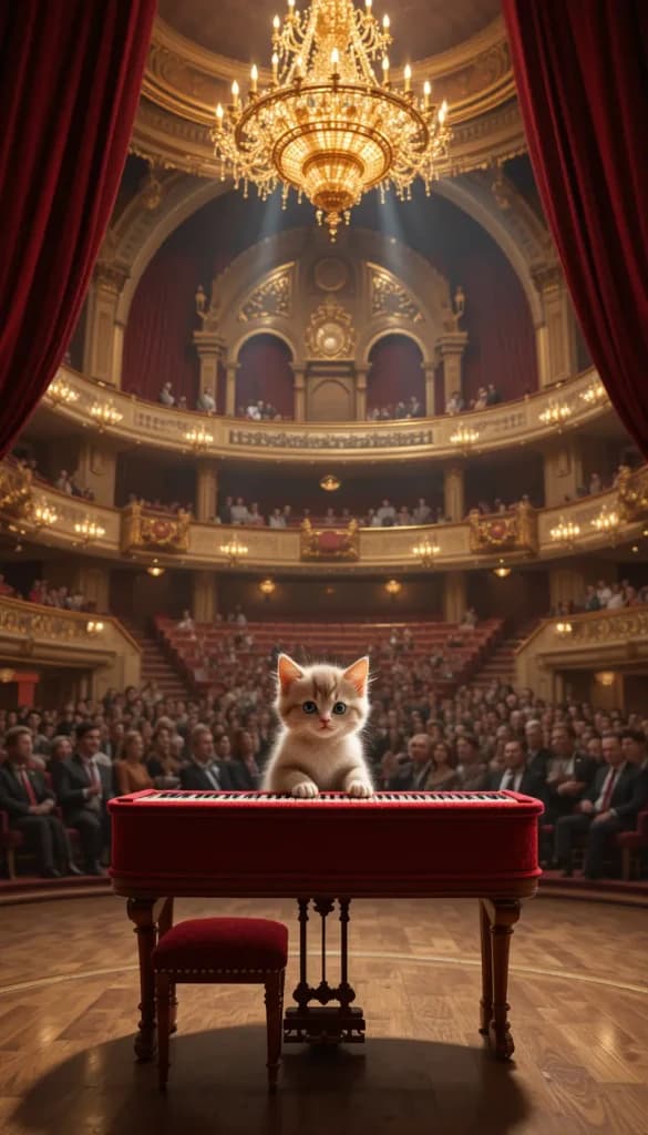 When a Kitten Steals the Spotlight: How AI Made Magic on Stage #digenai #FreeAIVideoGenerator