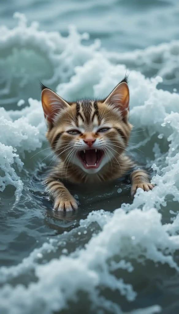 How Did This Kitten Discover a Hidden Ocean Secret? Your Free AI Video Guide #digen ai #FreeAI