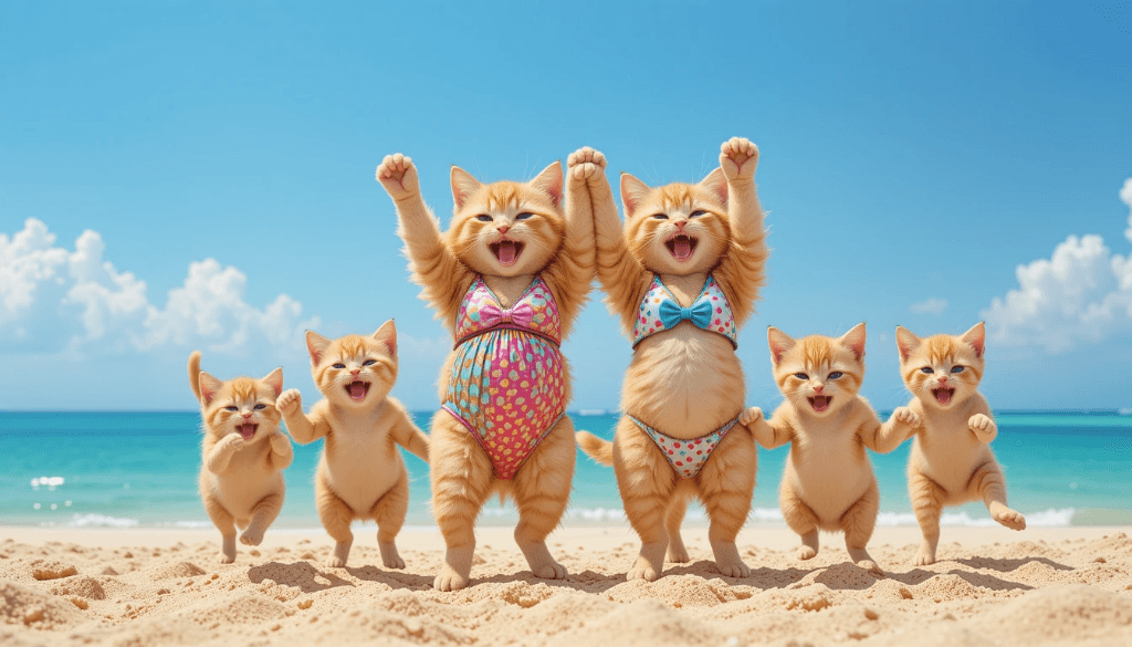 How AI Brought These Playful Kittens’ Beach Adventure to Life! #digenai #FreeAIVideoGenerator
