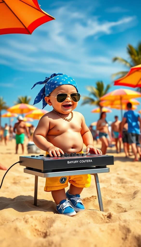 How This Baby DJ Became a Beach Music Sensation with AI Video Magic #digenai #FreeAIVideoGenerator