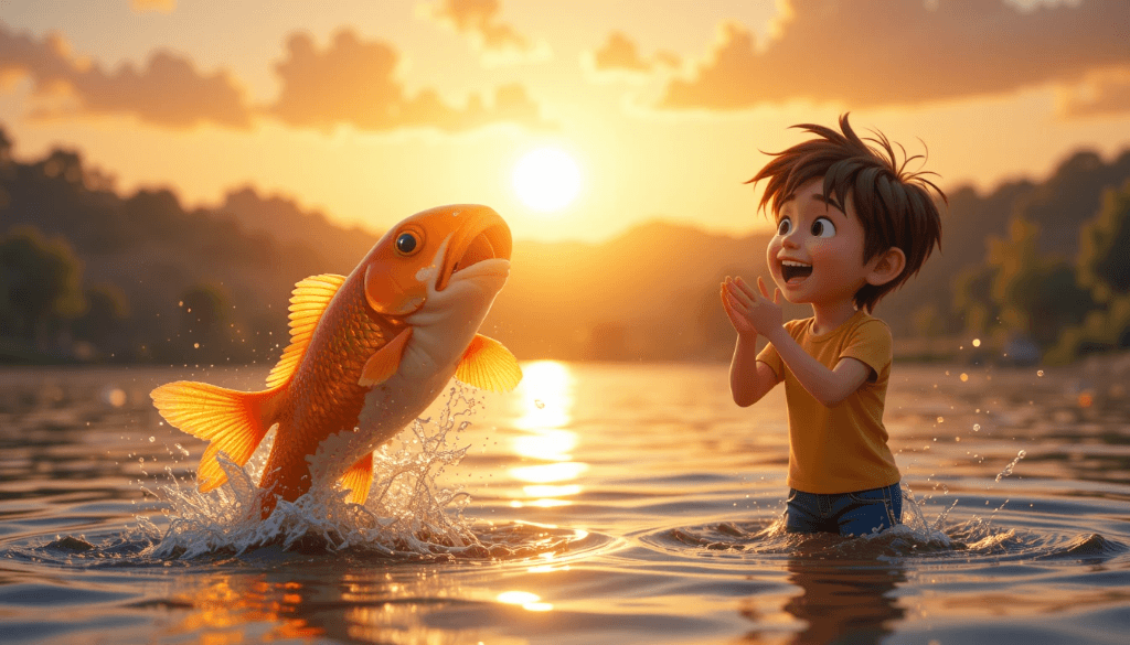 A Boy’s Magical Sunset Encounter with an Enchanted Fish: How AI Brings Stories to Life #digen ai #FreeAIVideoGenerator
