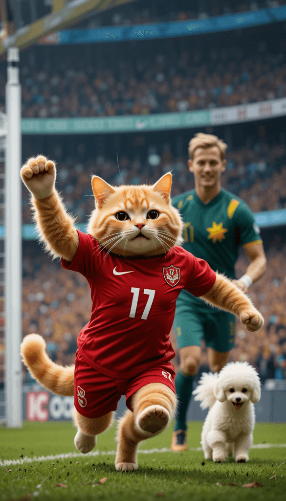 The Unlikely Star of Soccer Stadium: How AI Brought This Cat-Powered Team to Life #digen ai# #Free AI Video Generator#