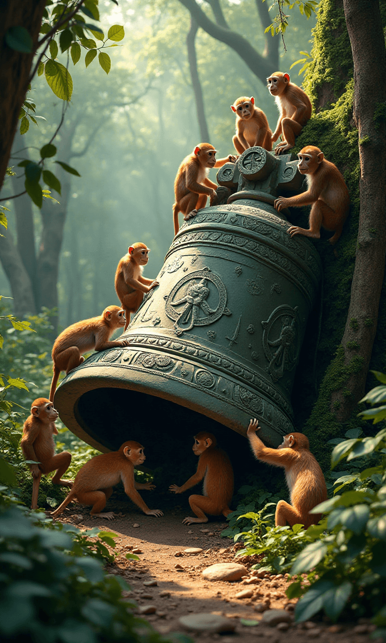 The Curious Monkeys & Their Ancient Bell Secret: How AI Makes Magic Easy #digen ai #FreeAIVideoGenerator