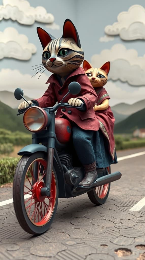 Two Cats' Motorcycle Adventure: How AI Made Their Dream Road Trip Possible #digen ai# #FreeAIVideoGenerator#