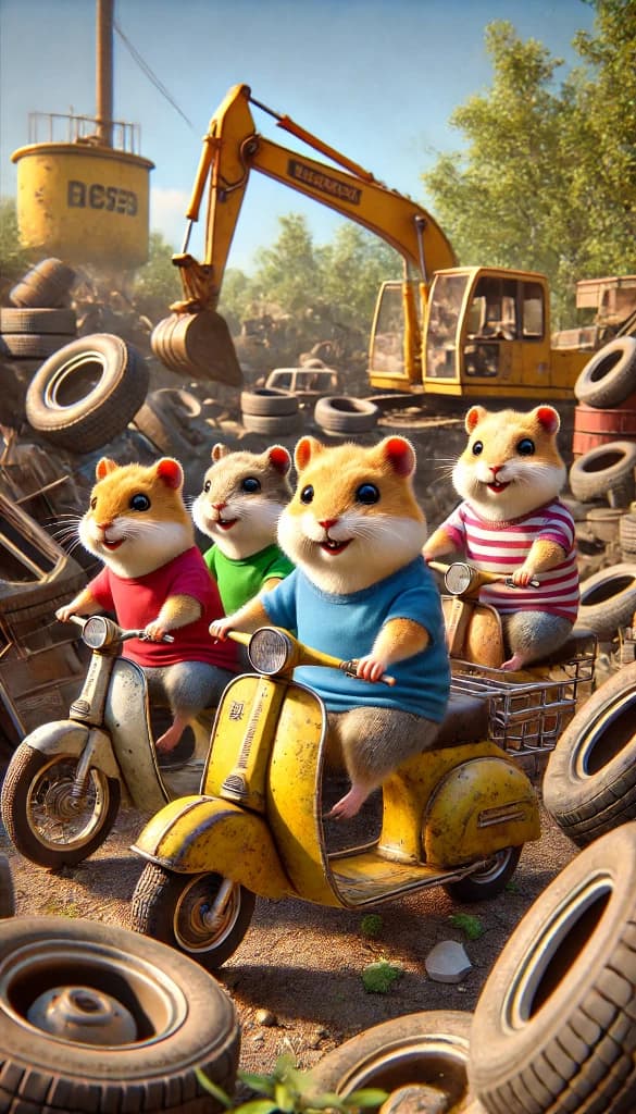How These Hamsters Became Junkyard Heroes with AI Video Magic? #digenai #FreeAIVideoGenerator