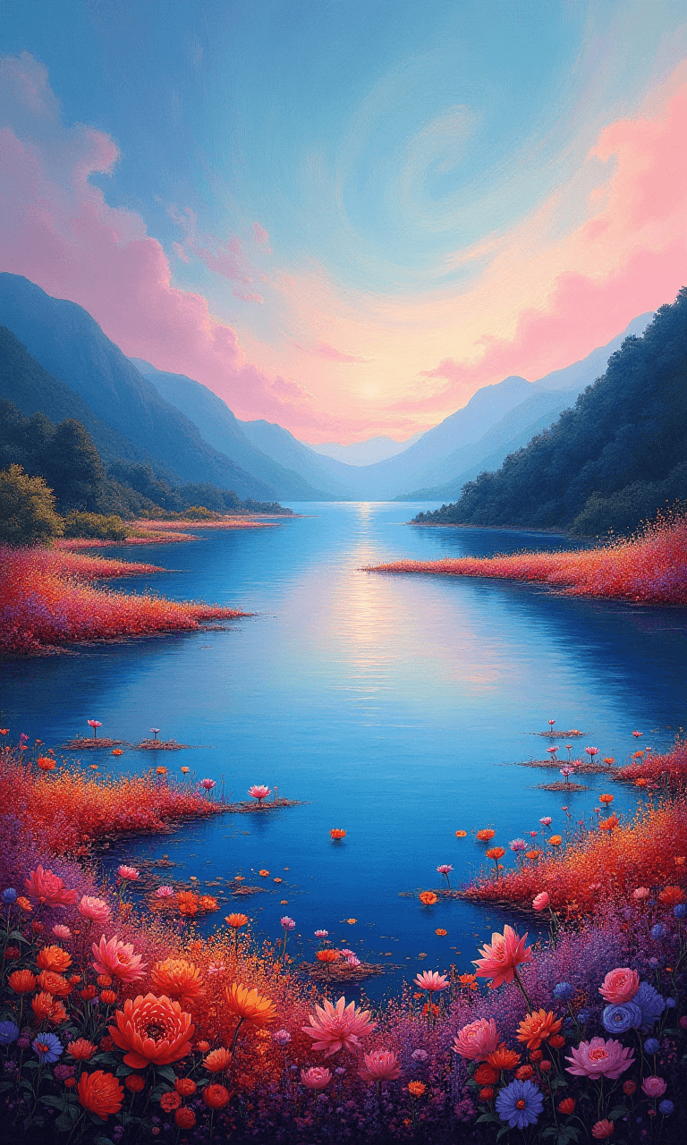From Canvas to Screen: How AI Brought a Sunset Lake Scene to Life #digen ai #Free AI Video Generator