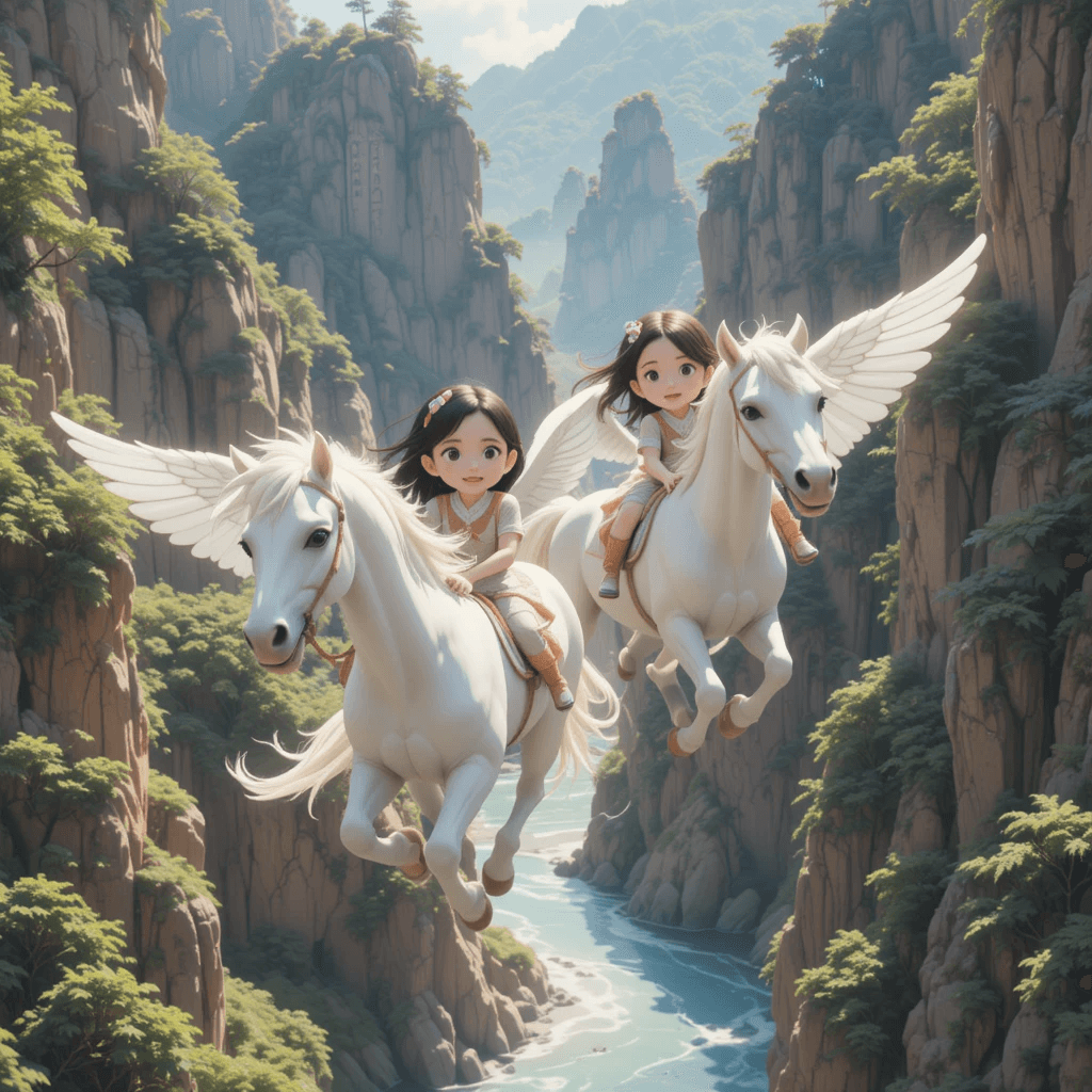 How Two Girls Rode Winged Horses Over Mountains—and How You Can Make Your Own Magic #digen ai #FreeAIVideoGenerator