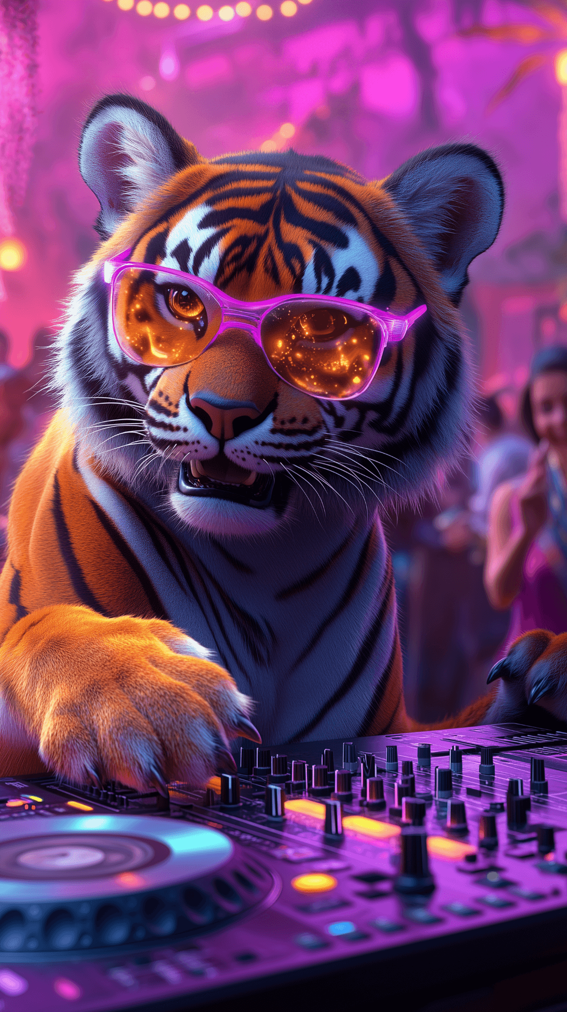 How a Tiger DJ Became the Star of the Neon Night: Your Free AI Video Guide #digen ai #FreeAI