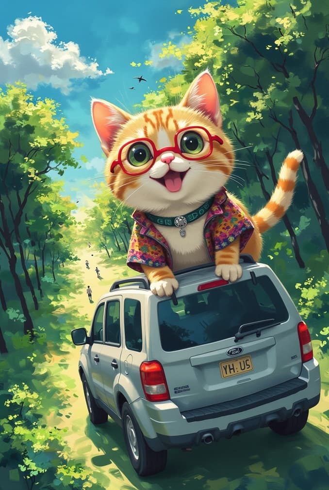How a Curious Cat Took Over the Forest Highway with AI Video Magic #digen ai #FreeAIVideoGenerator